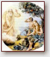 I protogenitori Adamo ed Eva scacciati dal gioardino di Eden.