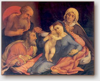 Lorenzo Lotto, Sacra famiglia con i santi Girolamo, Anna e Gioacchino, Firenze, Uffizi, 1534
